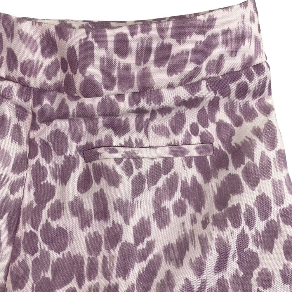 J.Crew Womens Purple Animal Print Linen Blend Pants SRelaxed Fit Long Size 6T - Picture 6 of 11